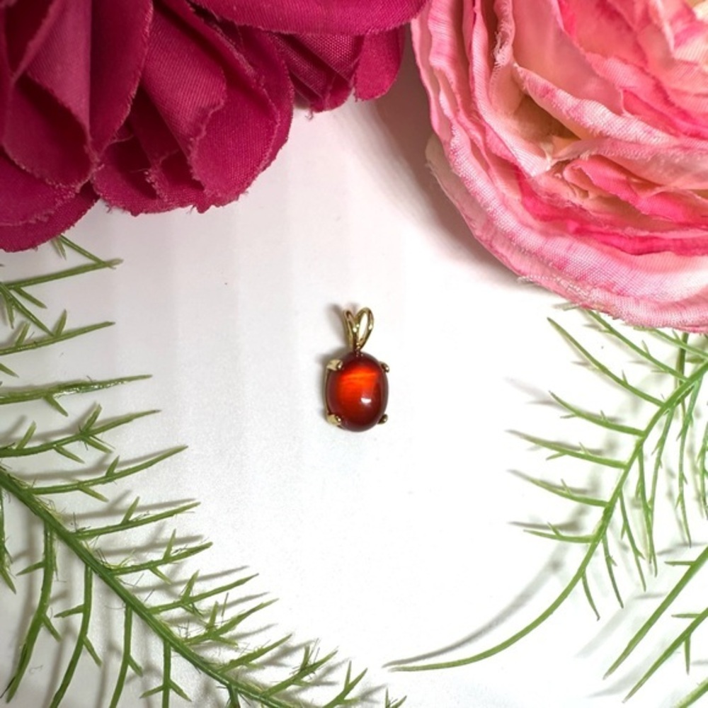 NEW⚜️Red Glass Cabochon Gold Plated Charm Pendant